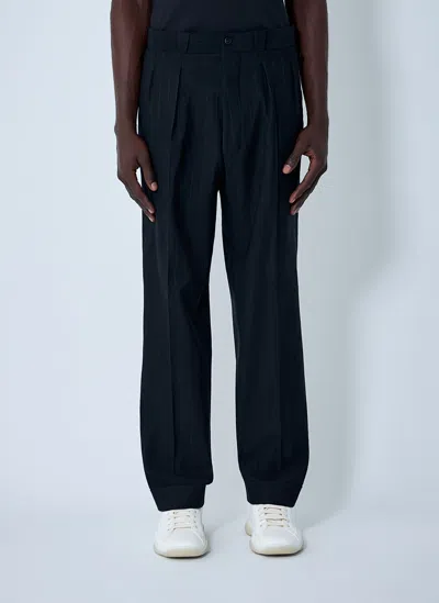 Prada Wool-blend Pinstripe Pants In Black