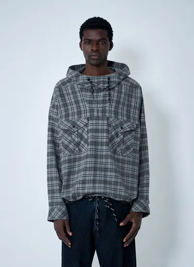 Martine Rose Check Hooded Sweatshirt In Gray