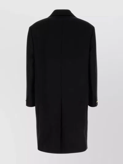 Versace Wool Blend Coat Featuring Back Vent In Black