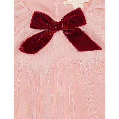 Konges Slojd Mellow Rose Bow-embellished Frilled Tulle Dress 18 Month In Pink