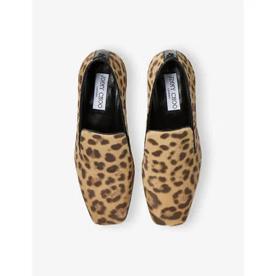 Jimmy Choo Eliot Slipper 45 Leopard-print Calf Hair Pumps In Brown