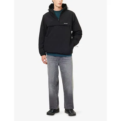 Carhartt Mens Black White Hooded Padded Woven Windbreaker In Black