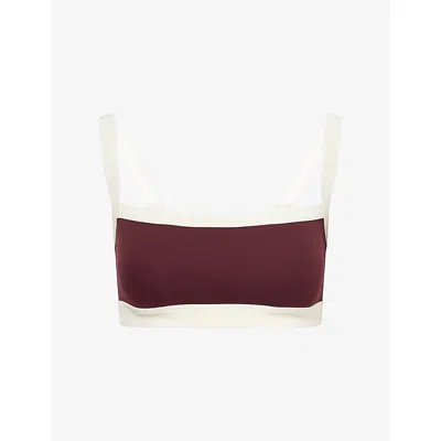 Splits59 Womens Dark Cherry Monah Rigor Stretch-jersey Sports Bra Xs In Burgundy