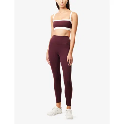 Splits59 Womens Dark Cherry Monah Rigor Stretch-jersey Sports Bra Xs In Burgundy