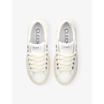 Cleens Mens White Ace Leather Trainers Eur 43 / 9 Uk In White