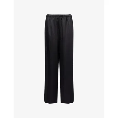 Calvin Klein Womens Black Satin Sheen Pyjama Trousers In Black