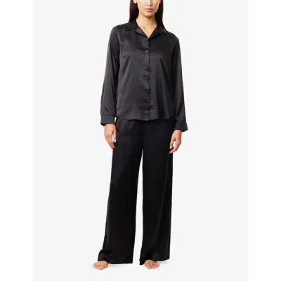 Calvin Klein Womens Black Satin Sheen Pyjama Trousers In Black