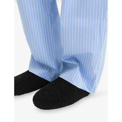 Tekla Womens Black Cushioned Shearling Slippers In Black