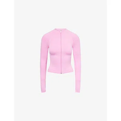 Bo+tee Womens Rose Branded Slim-fit Stretch-woven Jacket Xs In Pink