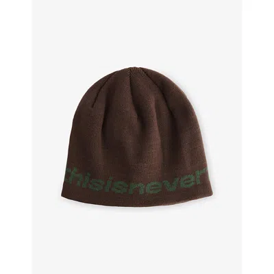 Thisisneverthat Mens Brown T-logo No Cuff Knitted Beanie In Brown