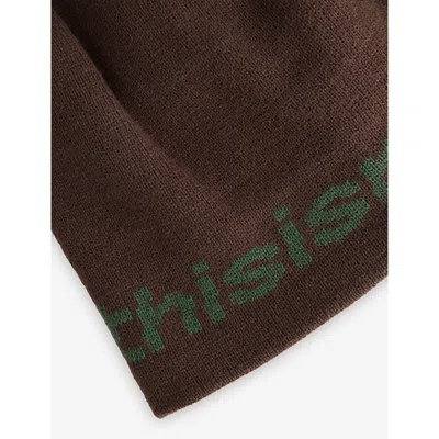 Thisisneverthat Mens Brown T-logo No Cuff Knitted Beanie In Brown