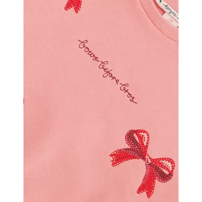 Konges Slojd Trawberry Ice Lou Bow-embroidered Cotton-blend Sweatshirt 1-10 Year In Pink