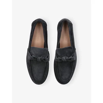 Bottega Veneta Mens Grey/dark Astaire Knot Suede Loafers Eur 43 / 9 Uk In Gray