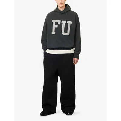 Fear Of God Mens Black Qualified Relaxed-fit Cotton-jersey Hoodie In Gray