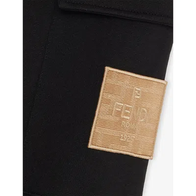 Fendi Kids Black Jogger Pants With Ff Logo In Black