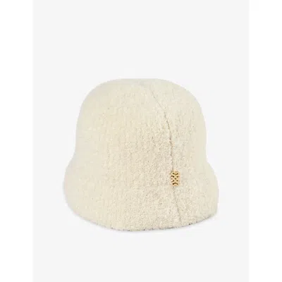 Sandro Womens Ecru Logo Wool And Cashmere-blend Bucket Hat In Neutral