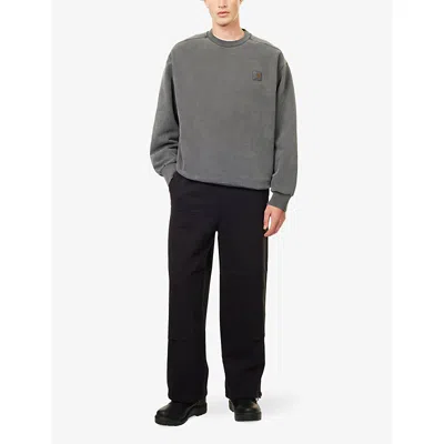 Carhartt Black Logo Crewneck Sweatshirt In Black