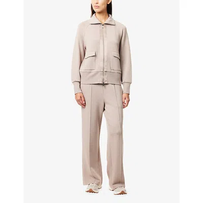 Varley Womens Taupe Marl The Extra Wide-leg Stretch-woven Trousers In Neutral