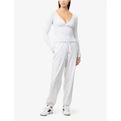 Bo+tee Womens Grey Marl Branded Drawstring-waist Cotton-blend Jogging Bottoms Xs In Gray