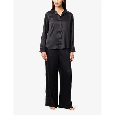 Calvin Klein Womens Black Satin Sheen Pyjama Shirt In Black