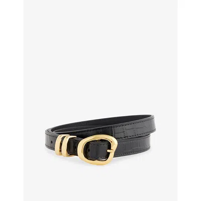 Amanu The Tugela Croc-effect Leather Belt In Black