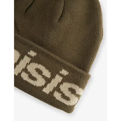Thisisneverthat Mens Khaki Hsp-logo Big Cuff Knitted Beanie In Green