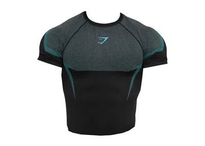Pre-owned Gymshark Men's  Onyx 5.0 Seamless Muscle Fit T-shirt In Black/brand Blue