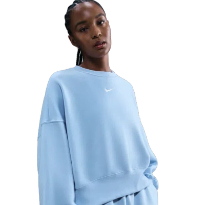 Nike Phoenix Fleece Crewneck Sweatshirt In Blue