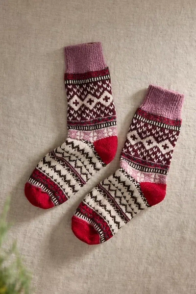 Terrain Fair Isle Cabin Socks In Pink