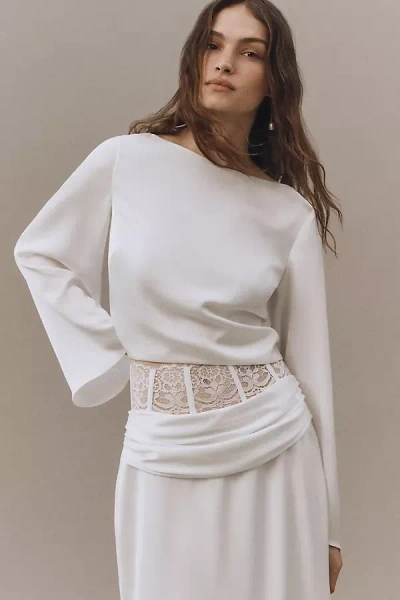 Mare Mare Long-sleeve Satin Crop Top In White