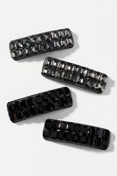 By Anthropologie Gem Barrettes, Set Of 4 In Black