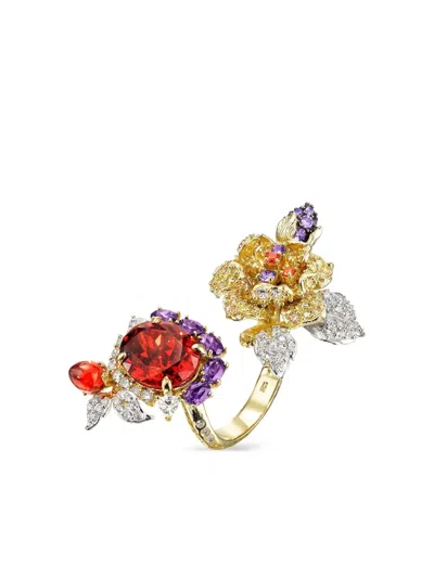 Anabela Chan 18k Yellow Gold And Rhodium Vermeil Imperial Delphinium Multi-stone Ring In Gold