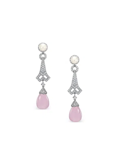 Anabela Chan Rhodium Vermeil Lattice Multi-stone Earrings In Metallic