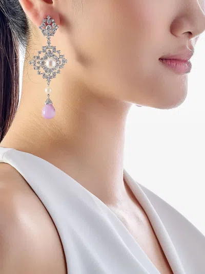 Anabela Chan Rhodium Vermeil Pixelise Multi-stone Earrings In Metallic