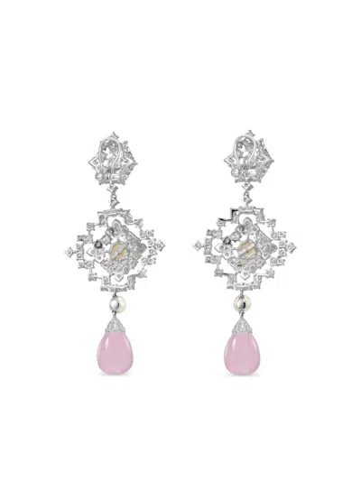 Anabela Chan Rhodium Vermeil Pixelise Multi-stone Earrings In Metallic