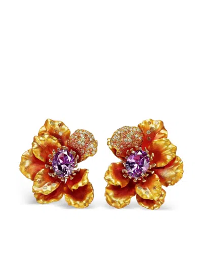 Anabela Chan 18k Yellow Gold Vermeil Magma Poppy Earrings In Multi
