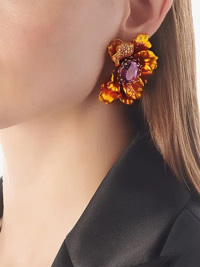 Anabela Chan 18k Yellow Gold Vermeil Magma Poppy Earrings In Multi