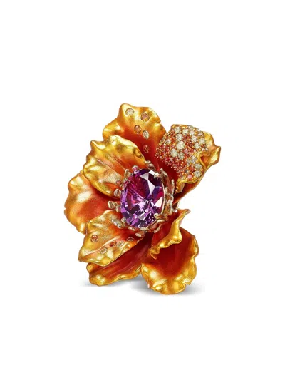 Anabela Chan 18k Yellow Gold Vermeil Magma Poppy Earrings In Multi