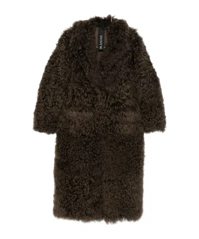 Blancha Tigrados Shearling Coat In Burgundy