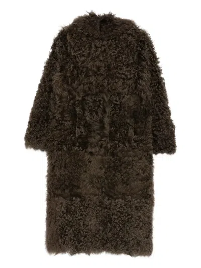 Blancha Tigrados Shearling Coat In Burgundy