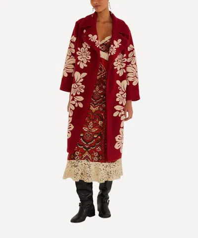 Farm Rio Burgundy Bold Flowers Fleece In Black