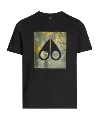 Moose Knuckles Leaf-print T-shirt In Black