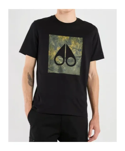Moose Knuckles Leaf-print T-shirt In Black
