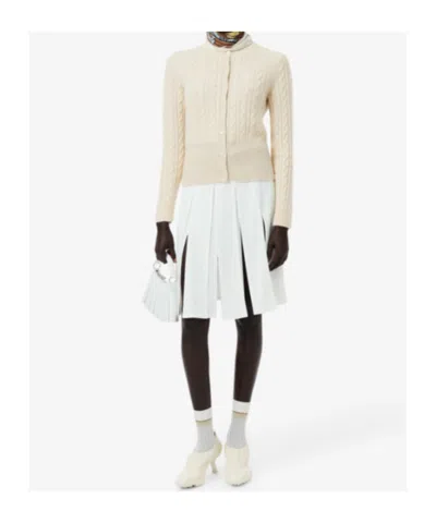Lacoste Runway Cashmere Cable Knit Cardigan In Neutral