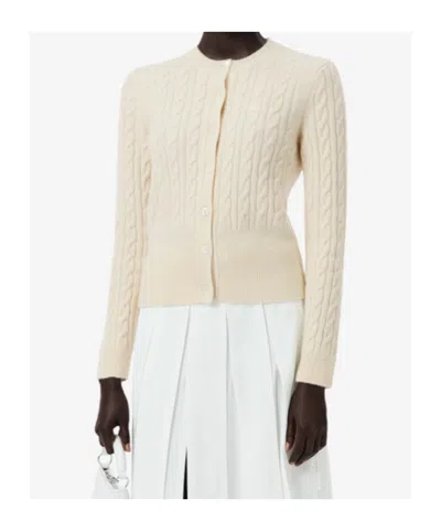 Lacoste Runway Cashmere Cable Knit Cardigan In Neutral