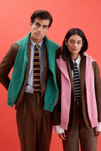Alex Mill X J.press Guard Stripe Knit Tie In Brown