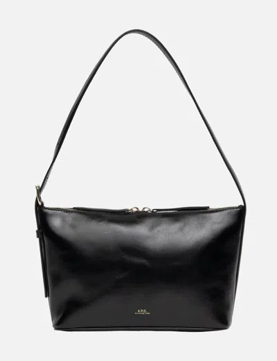 Apc A.p.c. Calfskin Shoulder Bag With Top Handle In Black