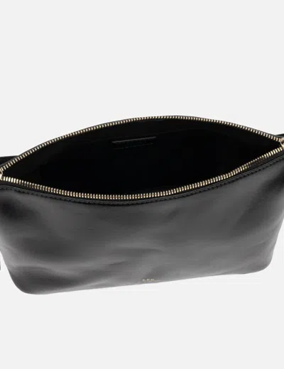 Apc A.p.c. Calfskin Shoulder Bag With Top Handle In Black