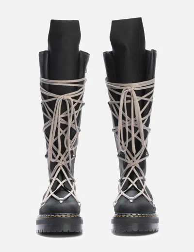 Rick Owens X Dr. Martens 1b60 Quad Sole Pentalace Boot In Black