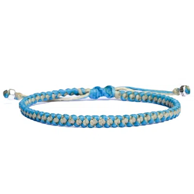 Harbour Uk Bracelets Rope Bracelet With Solid Sterling Silver For Men Ecru And Blue - Mystic In Blue